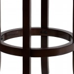 29'' High Backless Cappuccino Wood Barstool with Carved Apron and Black LeatherSoft Swivel Seat