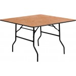 4-Foot Square Wood Folding Banquet Table