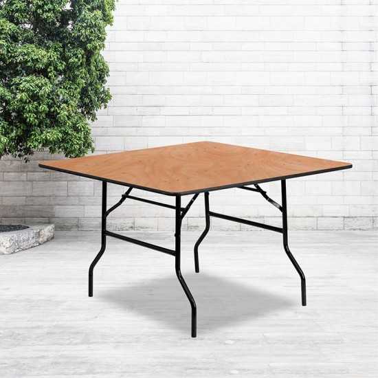 4-Foot Square Wood Folding Banquet Table