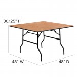 4-Foot Square Wood Folding Banquet Table