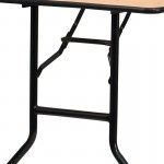 6-Foot Rectangular Wood Folding Banquet Table with Clear Coated Finished Top