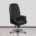 High Back Traditional Tufted Black LeatherSoft Multifunction Executive Swivel Ergonomic Office Chair with Arms