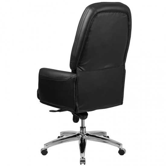 High Back Traditional Tufted Black LeatherSoft Multifunction Executive Swivel Ergonomic Office Chair with Arms