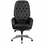 High Back Traditional Tufted Black LeatherSoft Multifunction Executive Swivel Ergonomic Office Chair with Arms