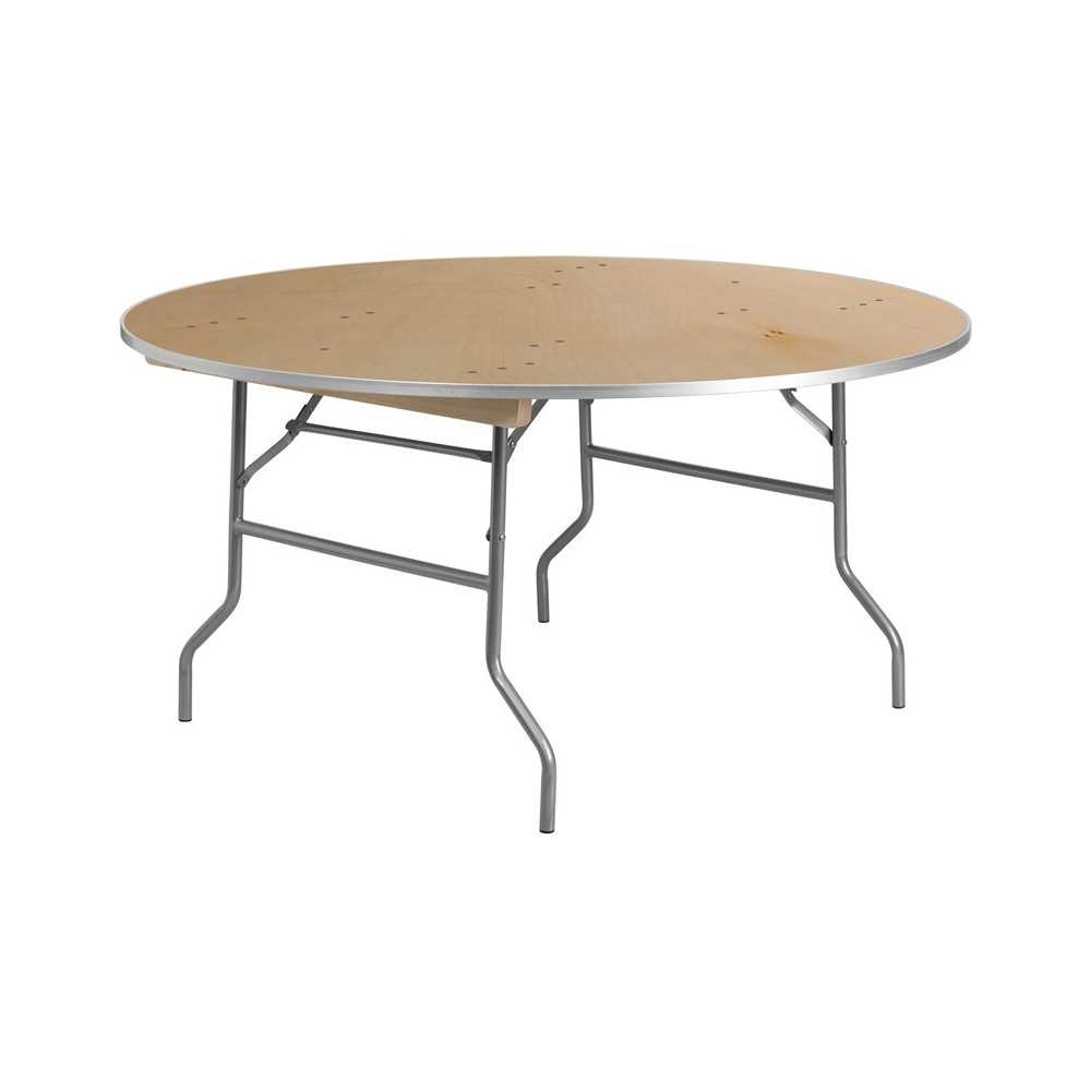 5-Foot Round HEAVY DUTY Birchwood Folding Banquet Table with METAL Edges 5-Foot Round HEAVY DUTY Birchwood Folding Banquet Table with METAL Edges