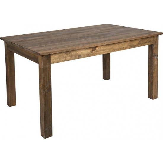 60" x 38" Rectangular Antique Rustic Solid Pine Farm Dining Table