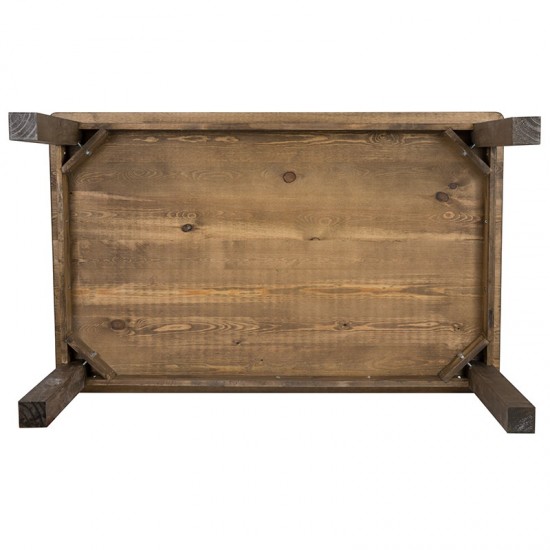 60" x 38" Rectangular Antique Rustic Solid Pine Farm Dining Table