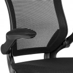 Mid-Back Black Mesh Ergonomic Drafting Chair with Adjustable Foot Ring and Flip-Up Arms