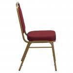 Trapezoidal Back Stacking Banquet Chair in Burgundy Patterned Fabric - Gold Frame