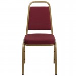 Trapezoidal Back Stacking Banquet Chair in Burgundy Patterned Fabric - Gold Frame