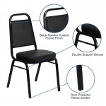 Trapezoidal Back Stacking Banquet Chair in Black Vinyl - Black Frame