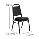 Trapezoidal Back Stacking Banquet Chair in Black Vinyl - Black Frame