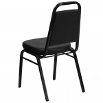 Trapezoidal Back Stacking Banquet Chair in Black Vinyl - Black Frame