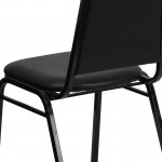 Trapezoidal Back Stacking Banquet Chair in Black Vinyl - Black Frame