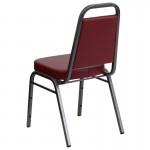 Trapezoidal Back Stacking Banquet Chair in Burgundy Vinyl - Silver Vein Frame
