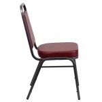 Trapezoidal Back Stacking Banquet Chair in Burgundy Vinyl - Silver Vein Frame