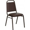 Trapezoidal Back Stacking Banquet Chair in Brown Vinyl - Copper Vein Frame