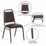 Trapezoidal Back Stacking Banquet Chair in Brown Vinyl - Copper Vein Frame