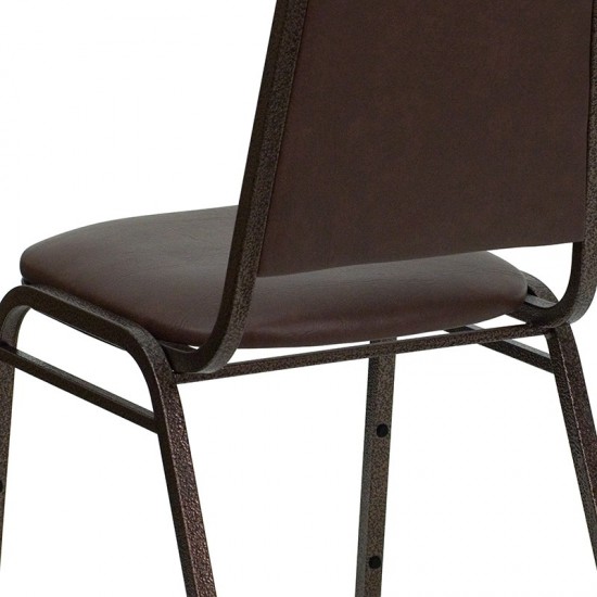 Trapezoidal Back Stacking Banquet Chair in Brown Vinyl - Copper Vein Frame