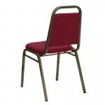 Trapezoidal Back Stacking Banquet Chair in Burgundy Fabric - Gold Vein Frame