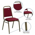 Trapezoidal Back Stacking Banquet Chair in Burgundy Fabric - Gold Vein Frame