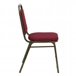 Trapezoidal Back Stacking Banquet Chair in Burgundy Fabric - Gold Vein Frame