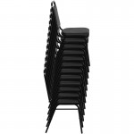 Trapezoidal Back Stacking Banquet Chair in Black Vinyl - Black Frame