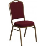 Crown Back Stacking Banquet Chair in Burgundy Fabric - Gold Frame