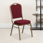 Crown Back Stacking Banquet Chair in Burgundy Fabric - Gold Frame