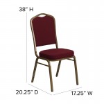 Crown Back Stacking Banquet Chair in Burgundy Fabric - Gold Frame