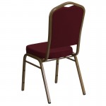 Crown Back Stacking Banquet Chair in Burgundy Fabric - Gold Frame