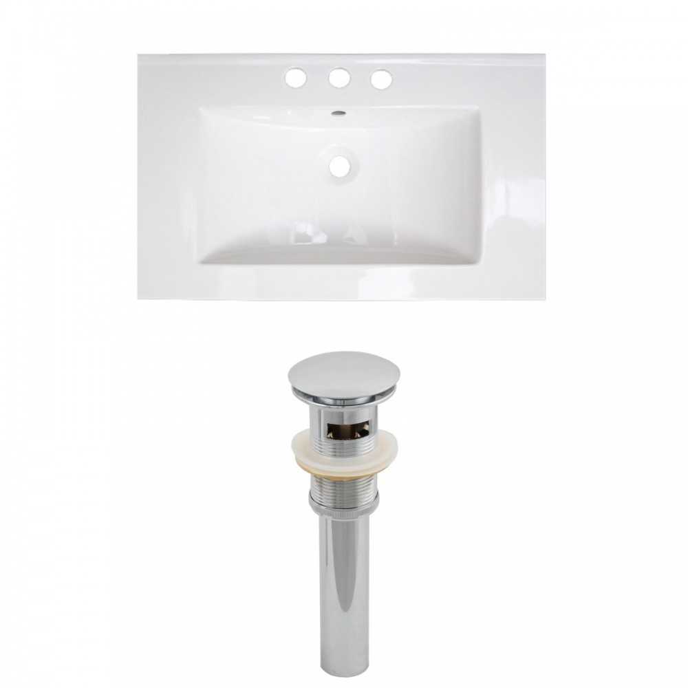 32-in. W 3H8-in. Ceramic Top Set In White Color - Overflow Drain Incl.