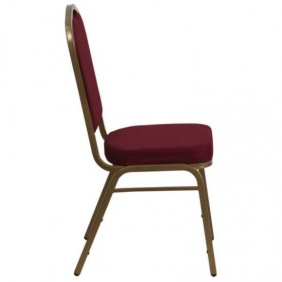 Crown Back Stacking Banquet Chair in Burgundy Fabric - Gold Frame