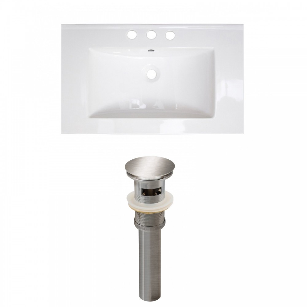 32-in. W 3H8-in. Ceramic Top Set In White Color - Overflow Drain Incl.