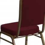 Crown Back Stacking Banquet Chair in Burgundy Fabric - Gold Frame