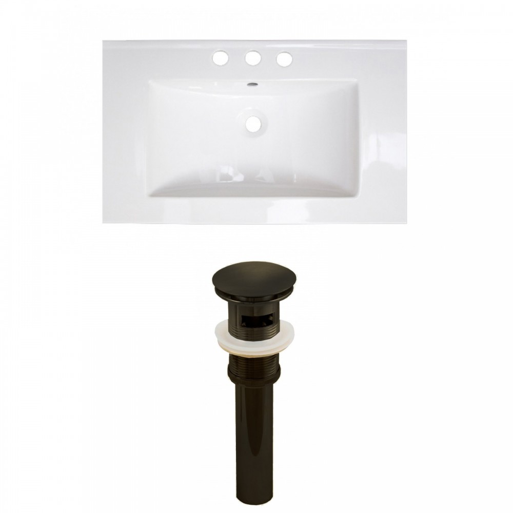 32-in. W 3H8-in. Ceramic Top Set In White Color - Overflow Drain Incl.