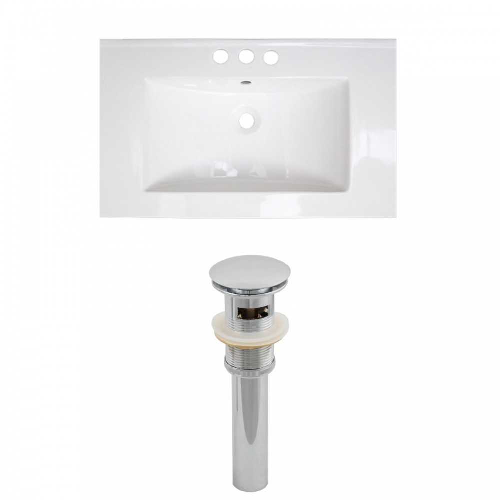 32-in. W 3H4-in. Ceramic Top Set In White Color - Overflow Drain Incl.