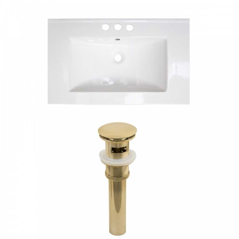 32-in. W 3H4-in. Ceramic Top Set In White Color - Overflow Drain Incl.
