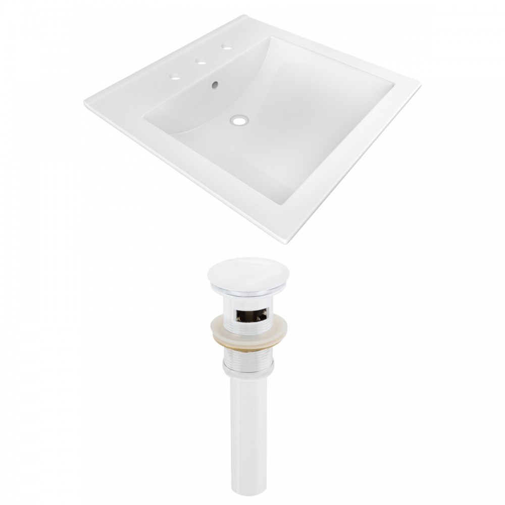 21.5-in. W 3H8-in. Ceramic Top Set In White Color - Overflow Drain Incl.