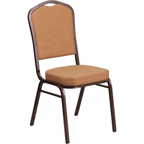 Crown Back Stacking Banquet Chair in Light Brown Fabric - Copper Vein Frame