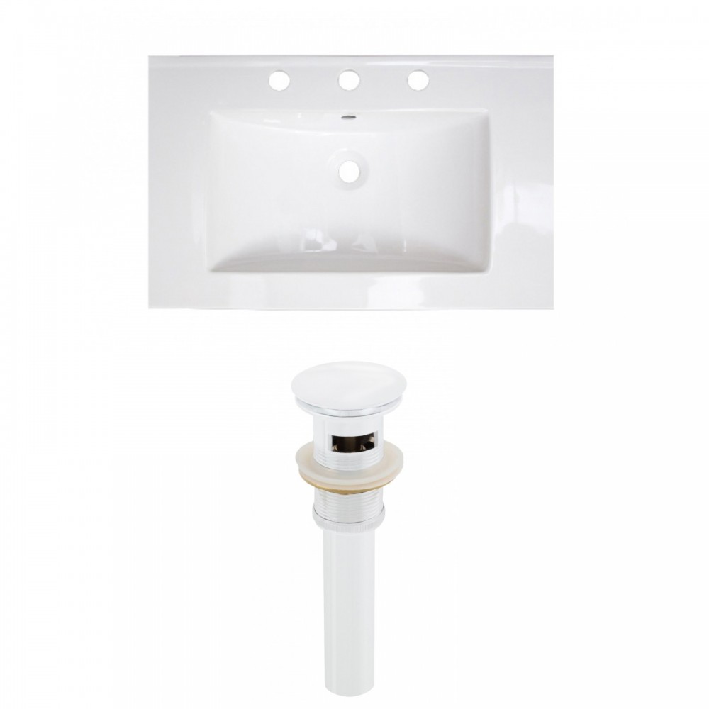 24-in. W 3H8-in. Ceramic Top Set In White Color - Overflow Drain Incl.