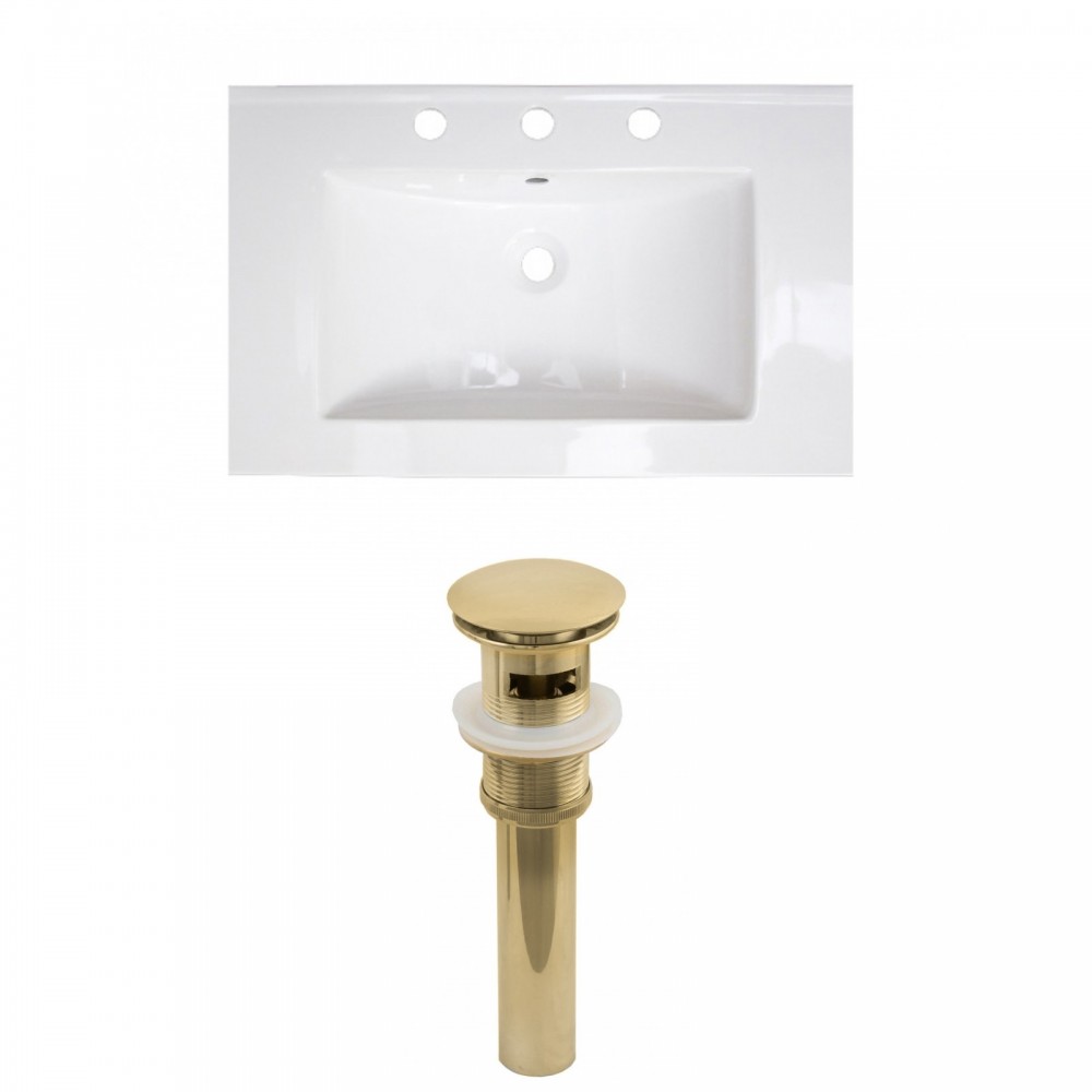 24-in. W 3H8-in. Ceramic Top Set In White Color - Overflow Drain Incl.