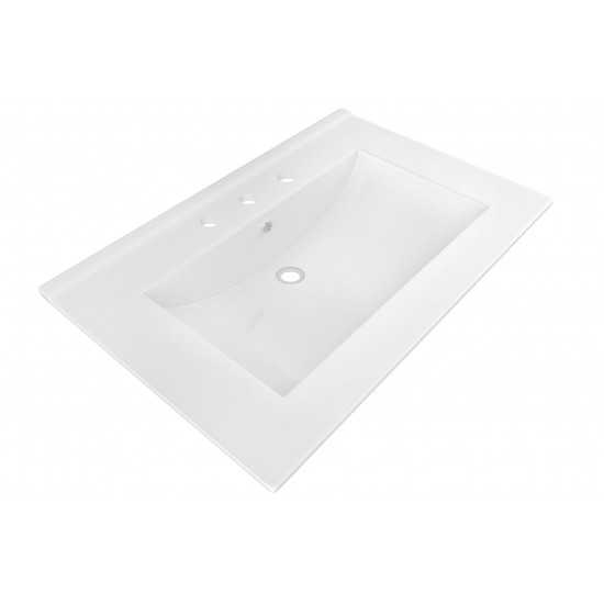 24-in. W 3H8-in. Ceramic Top Set In White Color - Overflow Drain Incl.