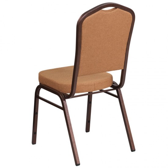 Crown Back Stacking Banquet Chair in Light Brown Fabric - Copper Vein Frame