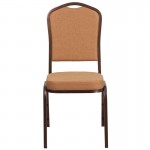 Crown Back Stacking Banquet Chair in Light Brown Fabric - Copper Vein Frame