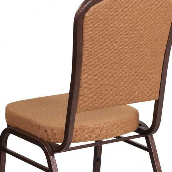 Crown Back Stacking Banquet Chair in Light Brown Fabric - Copper Vein Frame