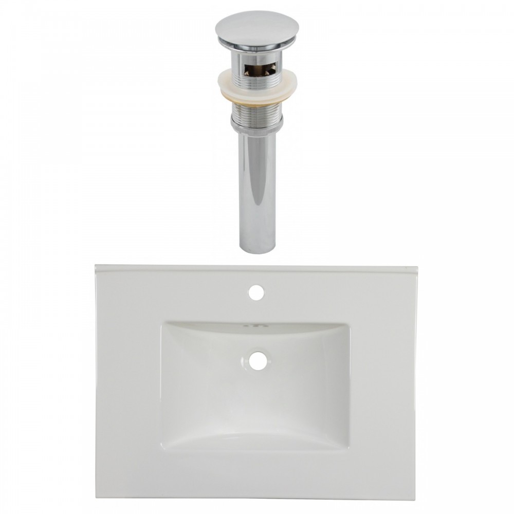 30.75-in. W 1 Hole Ceramic Top Set In White Color - Overflow Drain Incl.