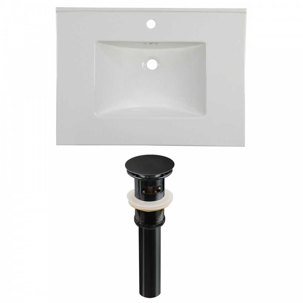 30.75-in. W 1 Hole Ceramic Top Set In White Color - Overflow Drain Incl.