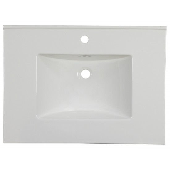 30.75-in. W 1 Hole Ceramic Top Set In White Color - Overflow Drain Incl.