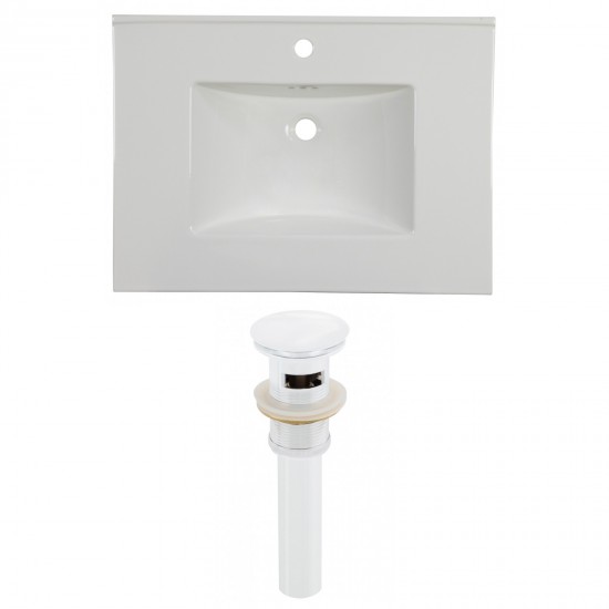 30.75-in. W 1 Hole Ceramic Top Set In White Color - Overflow Drain Incl.